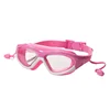 Kids Swim Goggles with Silicone Earplugs Anti-Fog Waterproof Large Frame Swimming Pool Eyewear Water Sports Glasses for Children 4