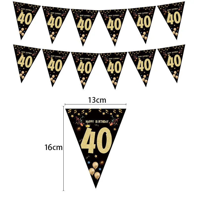 1set 30 40 50 60 Paper Banner Birthday Party Decorations Adult Garland Anniversary Adult Birthday Anniversaire 30age Black Flags birthday streamers birthday banner party decorations