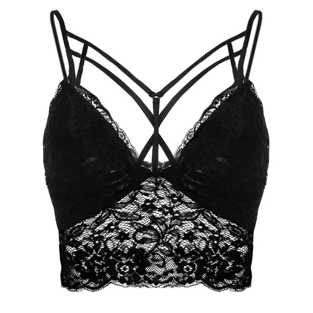 Black Lace Bralette Crop Top Bralette Vest Crop Wire Free Lingerie