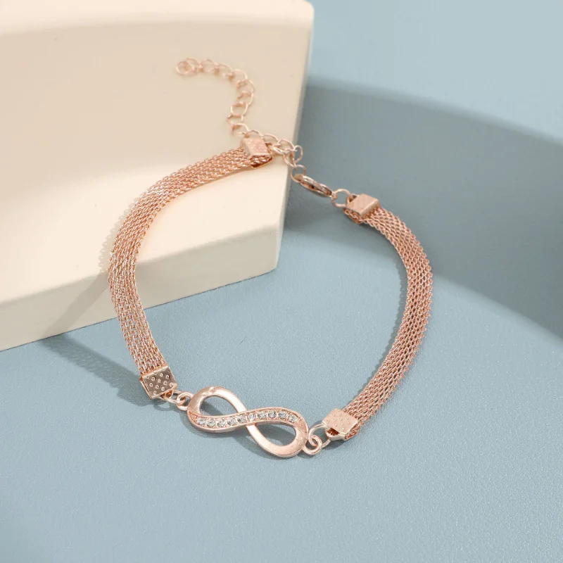 Rhinestone Infinity Bracelet Men's Women's Anklets Jewelry 8 Number Pendant Charm Blange Couple Bracelets for Lover Friend
