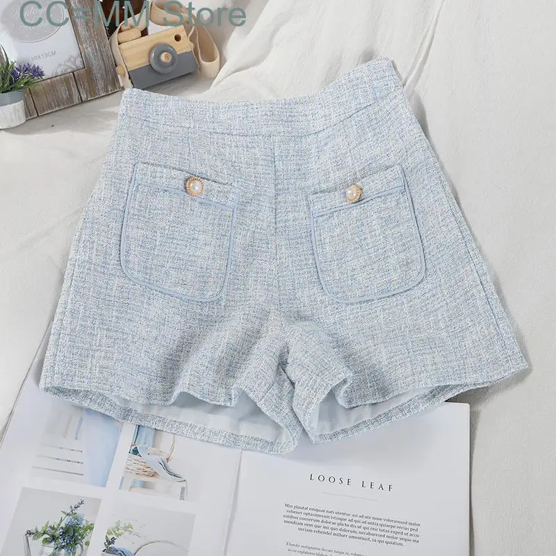 New Elegant Suits Shorts for Women Summer High Waist 2 Pockrts Slim Shorts Office Ladies Korean Fashion Slim Shorts