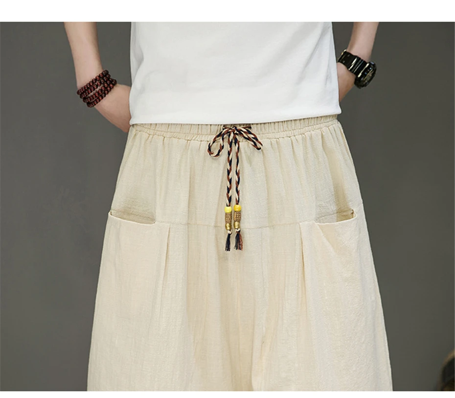 Summer Shorts Men Breathable Linen Shorts Loose Fashion Casual Solid Color Short Pants Male Summer Bottom Khaki Black Green