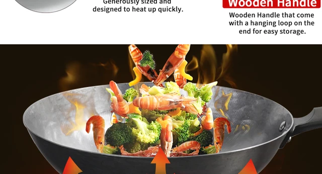 Chinois (Traditionnel Poêle Wok En Fonte, Woks Et Poêles À Frire Martelés À  La Main Avec Fond Rond Pour Faire Sauter, Griller, F,270 - Cdiscount Maison