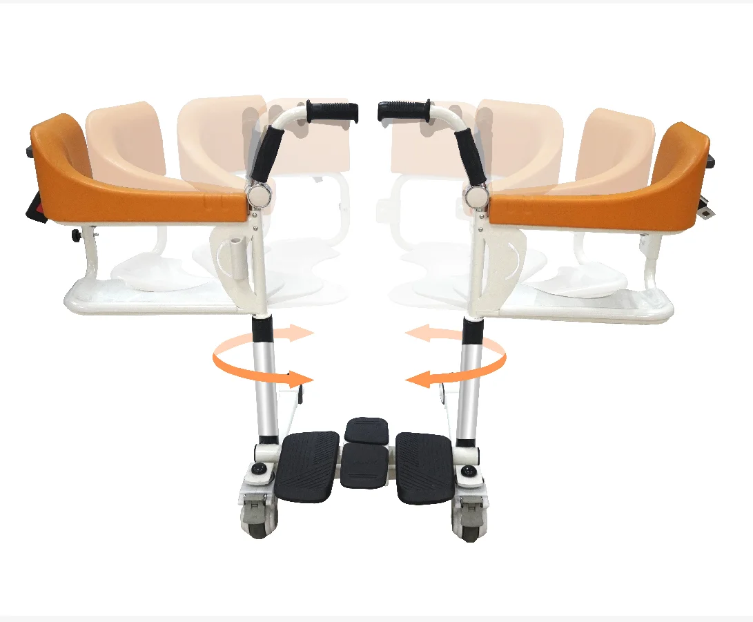 Design for Elderly Lift Transfer Wheelchair with Wheels Disability Toilet Chair Plastic Chamber Pot 4