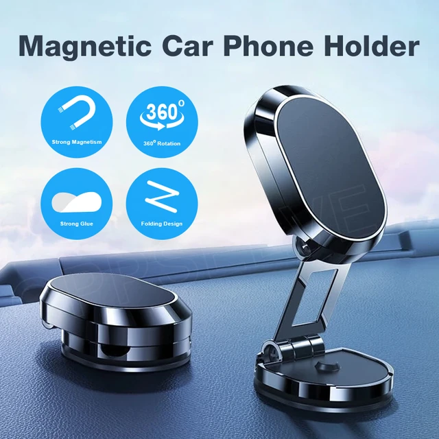 Magnetic Car Phone Holder 360 Rotate Foldable Magnet Mobile Phone Stand  Cell GPS Support For iPhone 14 13 Xiaomi Mi Samsung LG