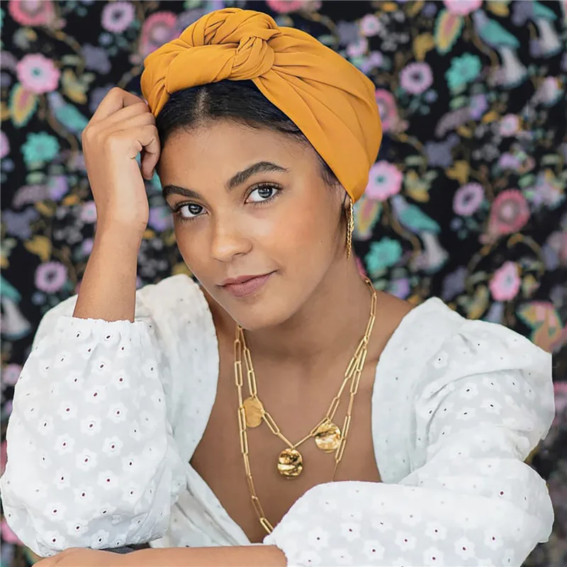 

French Vintage Turban Hat Fashion Female Bandana Headband Women's Hair Cover Cap Ladies Head Wraps Muslim Headscarf Bonnet