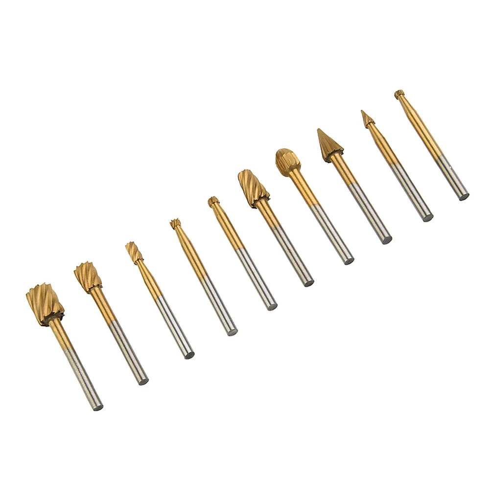 Router Burr Engraving Wood Root carving Olive pits Set Grinding Bits Tool 10pcs
