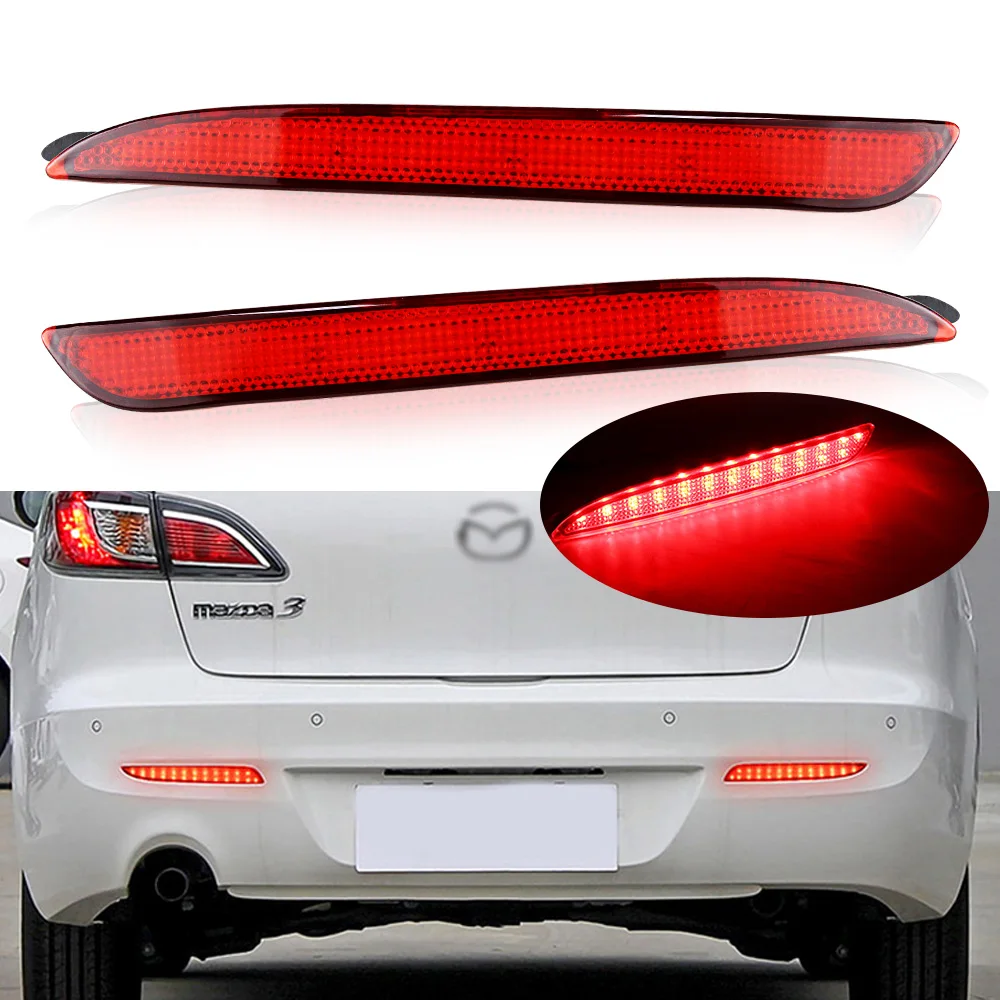 

1 Pair For Mazda3 Mazda 3 2010 2011 2012 2013 Red/Black Smoked Lens LED Bumper Reflector Tail Brake Light For MAZDASPEED3