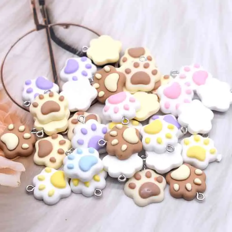 10pcs 20*22mm Mini Cartoon Cat Paw Charms For DIY Decoration Earrings Necklace Fashion Jewelry Accessories