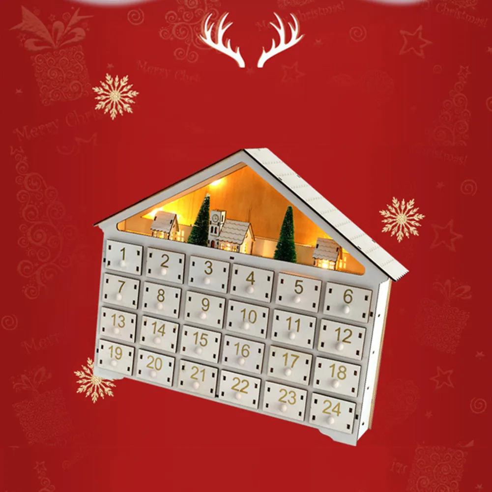 Wooden Advent Calendar With 24 Drawers Village House Countdown To Christmas  Refillable Countdown Calendar Home Decor - AliExpress