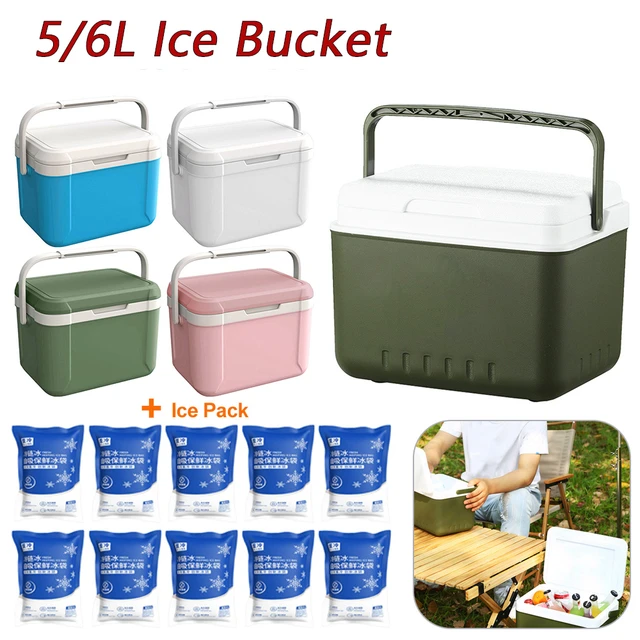 6L Cold Fresh Box Portable Commercial Ice Bucket Household Dual-Use  Multipurpose for Home Camping Traveling