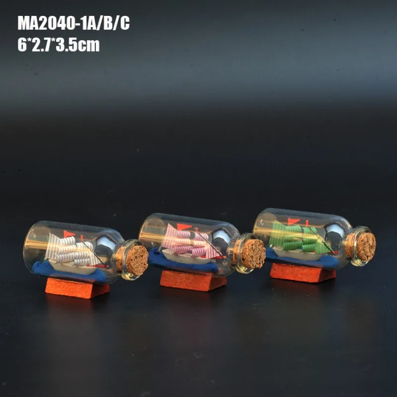 Home Decor Mediterranean Style Mini Ship Boat Drift Bottle Charm Small Wood Cork Glass Vial Valentine's Day Gift Vials 5