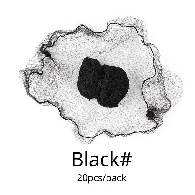 20개입 내구성 좋은 나일론 헤어넷, 번헤어스타일 도구, 블랙, 베이지, 브라운, 다크커피, 5mm 헤어넷, 가발용, 메쉬 헤어스타일링
