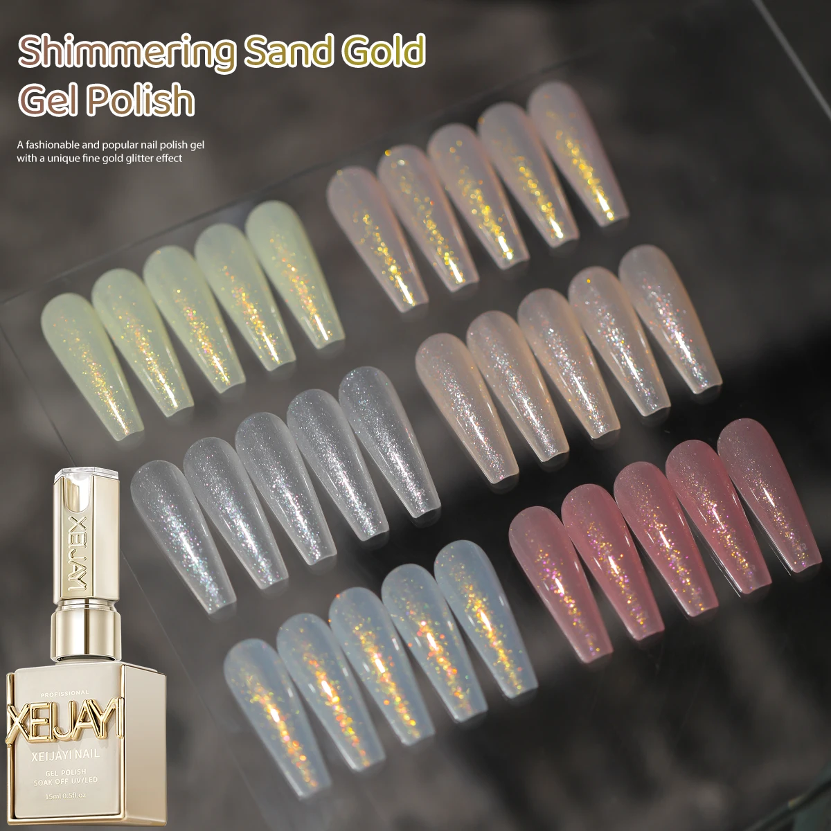 XEIJAYI 6pcs 15ml Gel Nail Polish Set,UV LED Soaking Nail Gel