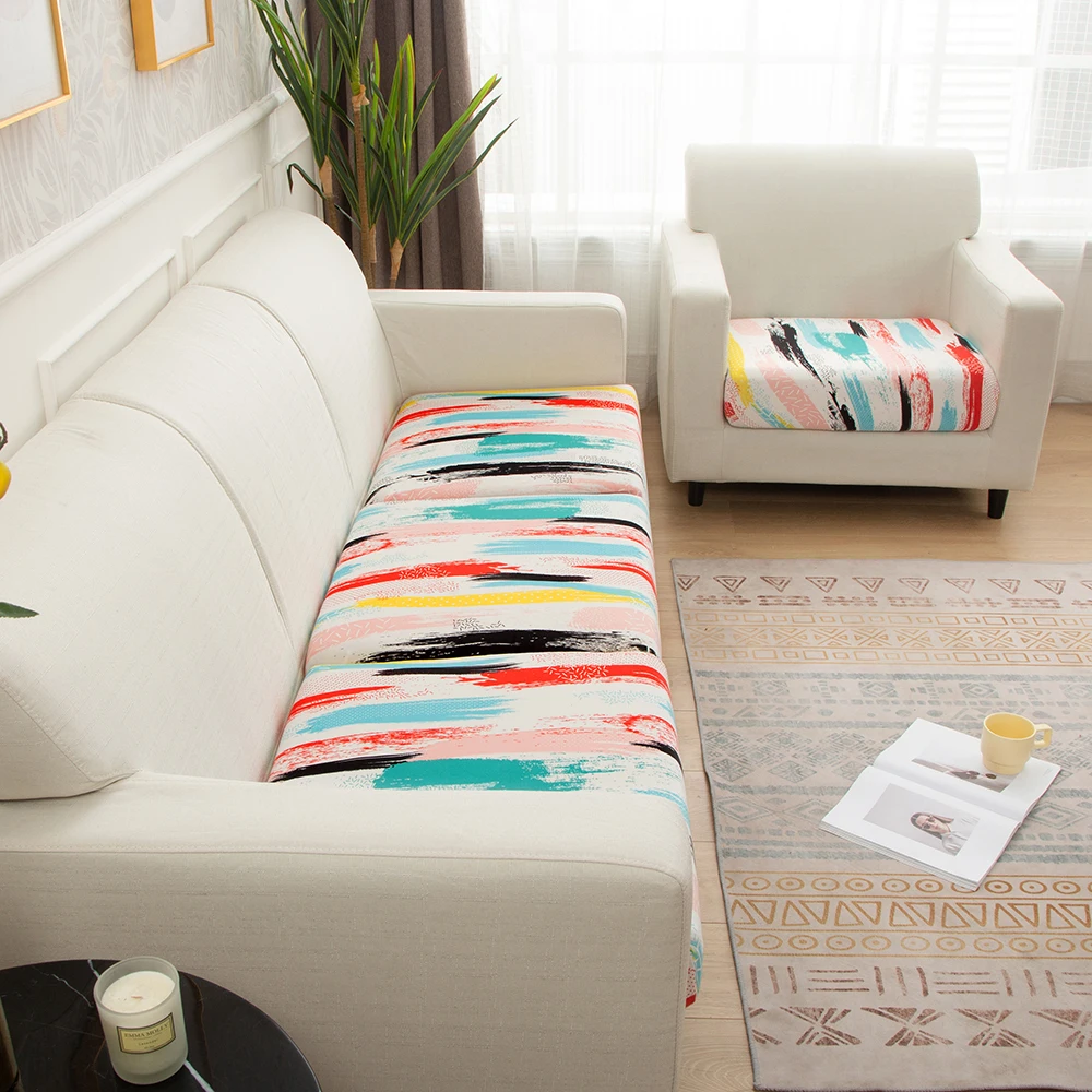 Rainbow Printing Sofa Cushion Cover Elastic L-Shaped Sofa Covers All-Inclusive Sofa Seat Protector Home Decoration 1/2/3/4 Seat 2