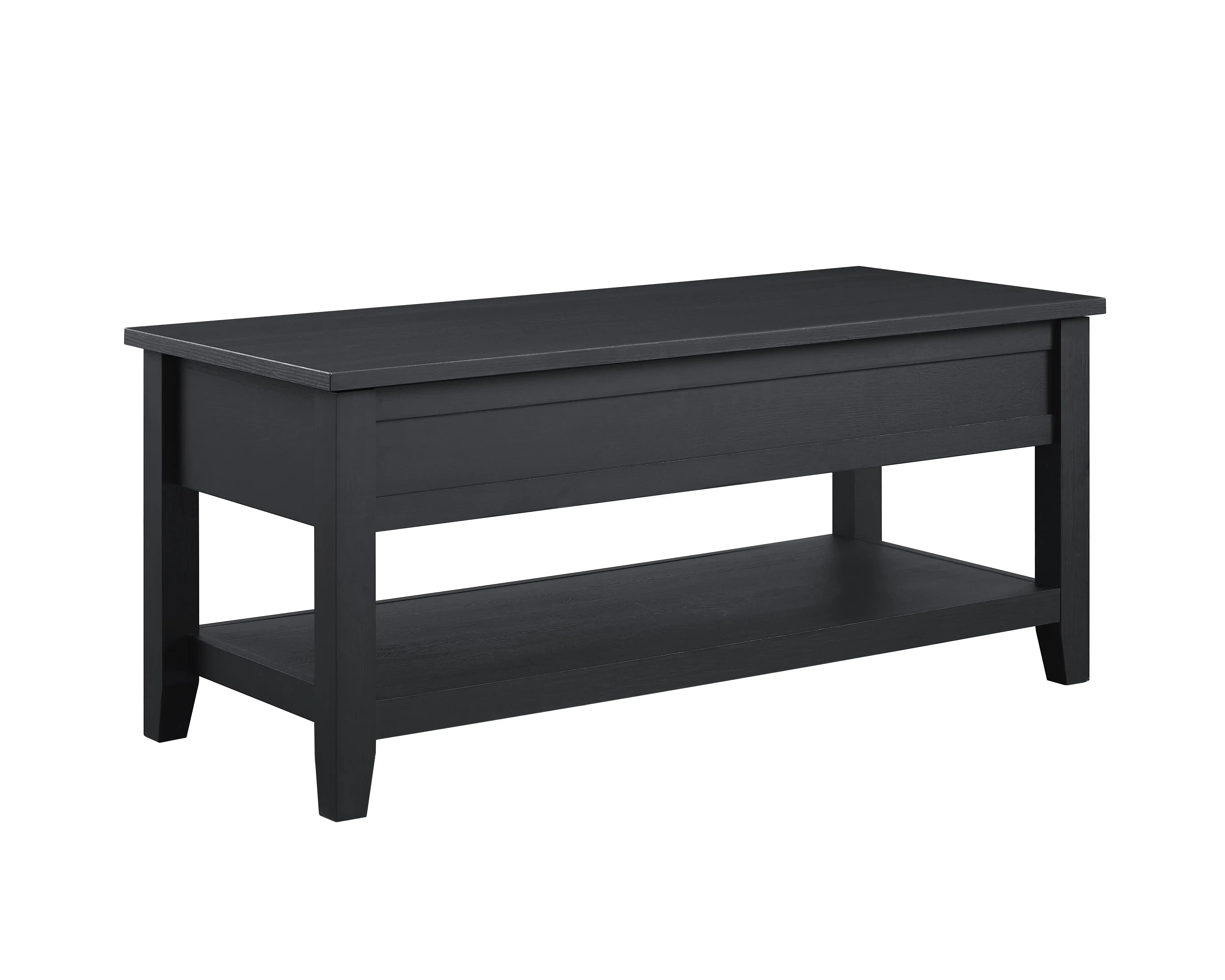 Lift Top Coffee Table with Storage Shelf, Black wood finish 4