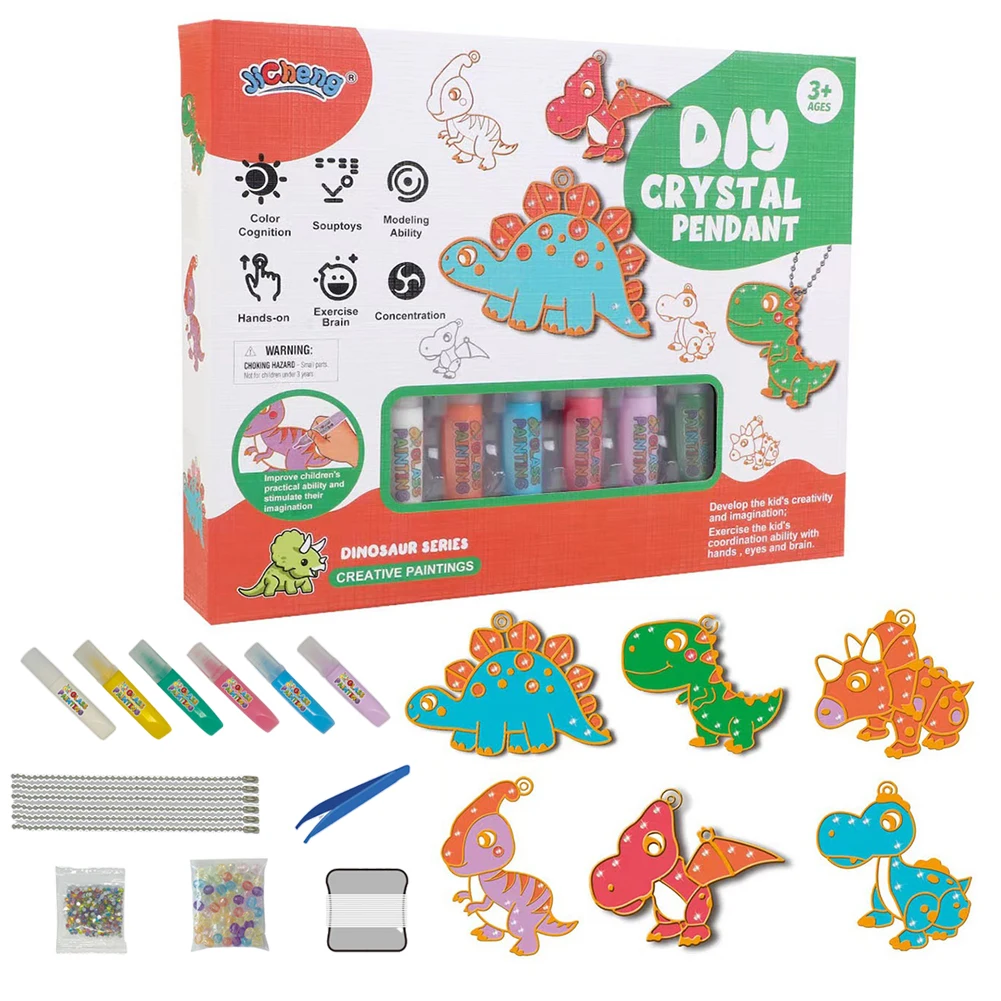 Diy Crystal Paint Arts And Crafts Set,DIY Crystal Pendant Kit, 2024 New Diy Crystal  Painting Kit For Kids, Bake-Free Crystal Color Glue Painting Pendant Toy, Art  painting kit gifts (Halloween B) 