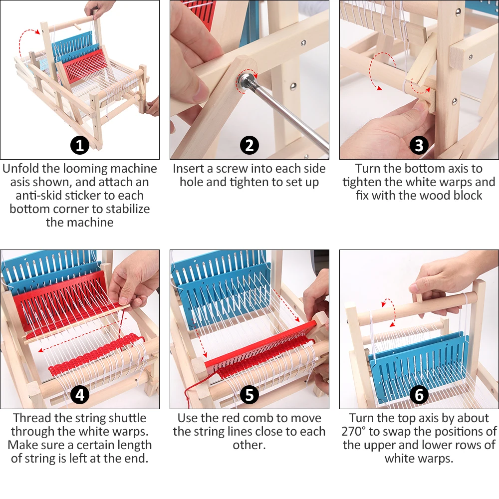 For Kids Home Weaving Loom Kit Hand Knitted Motor Skills Wooden