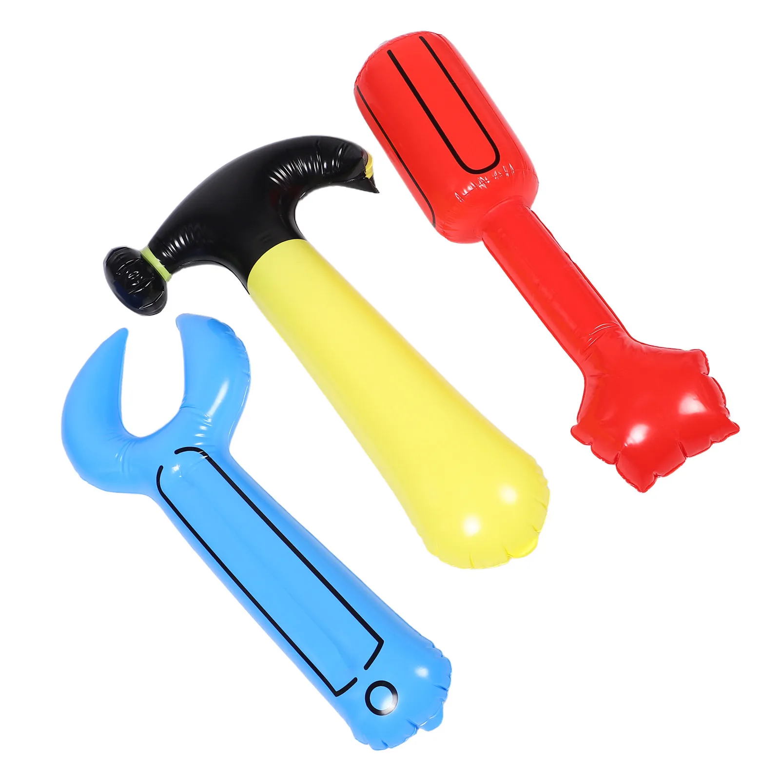 1세트 풍선형 공구 세트 어린이용 망치 렌치 드라이버 건설 역할놀이 파티 장식 소품