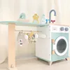 Doki Toy Cartoon Drum Washing Machine Water Absorption Quick Drying Dust Cover Household Wooden House Children's Toy New 2024 2