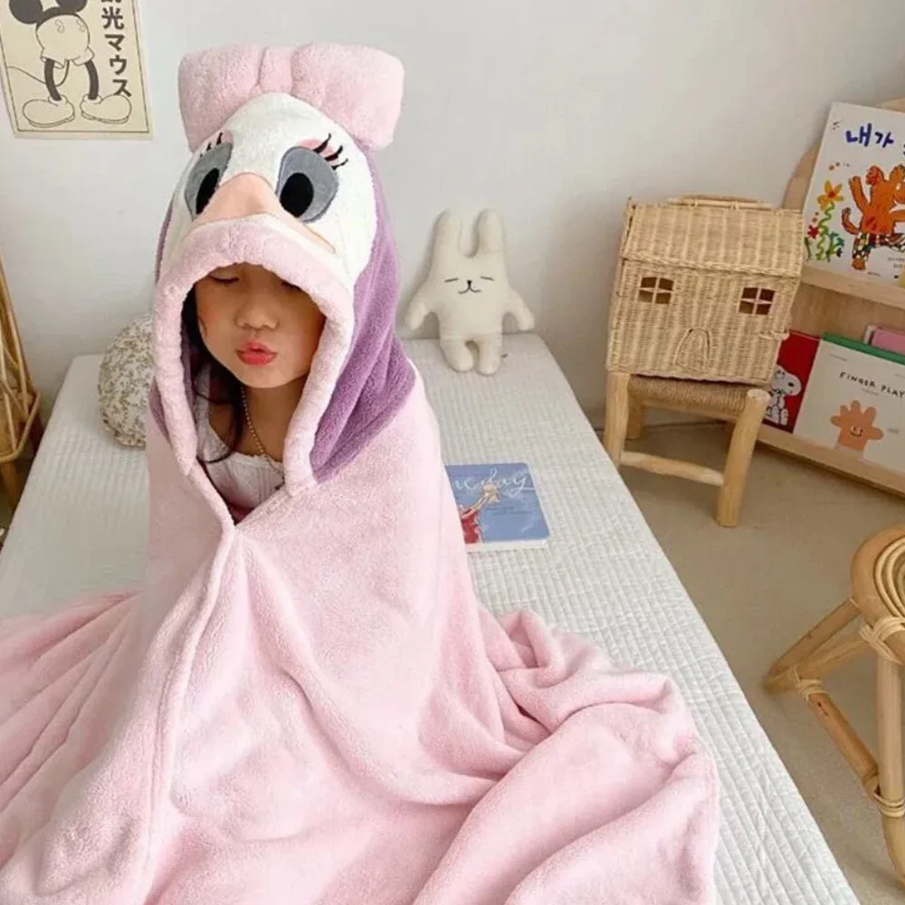 Baby Bathrobe Flannel Cloak Cartoon Boy Girl Ultra-Soft Hooded Spa Velvet Robe Bath Towel Baby Shower Gift