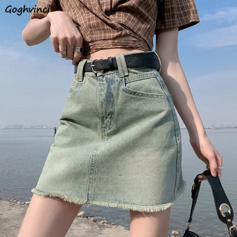 

Mini Skirts Women Denim Summer American Style Distressed Street Vintage College Popular High Waist Faldas Hotsweet Harajuku Y2k