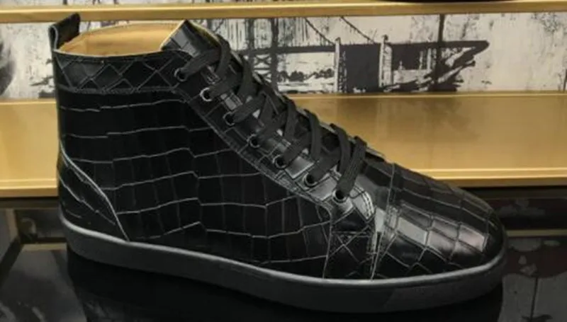 Real Leather Black Stone Pattern Shoes Luxury Trainers Ankle Lace Up Sneaker High Top Streetwear Walking Shoe Basketball Male 2