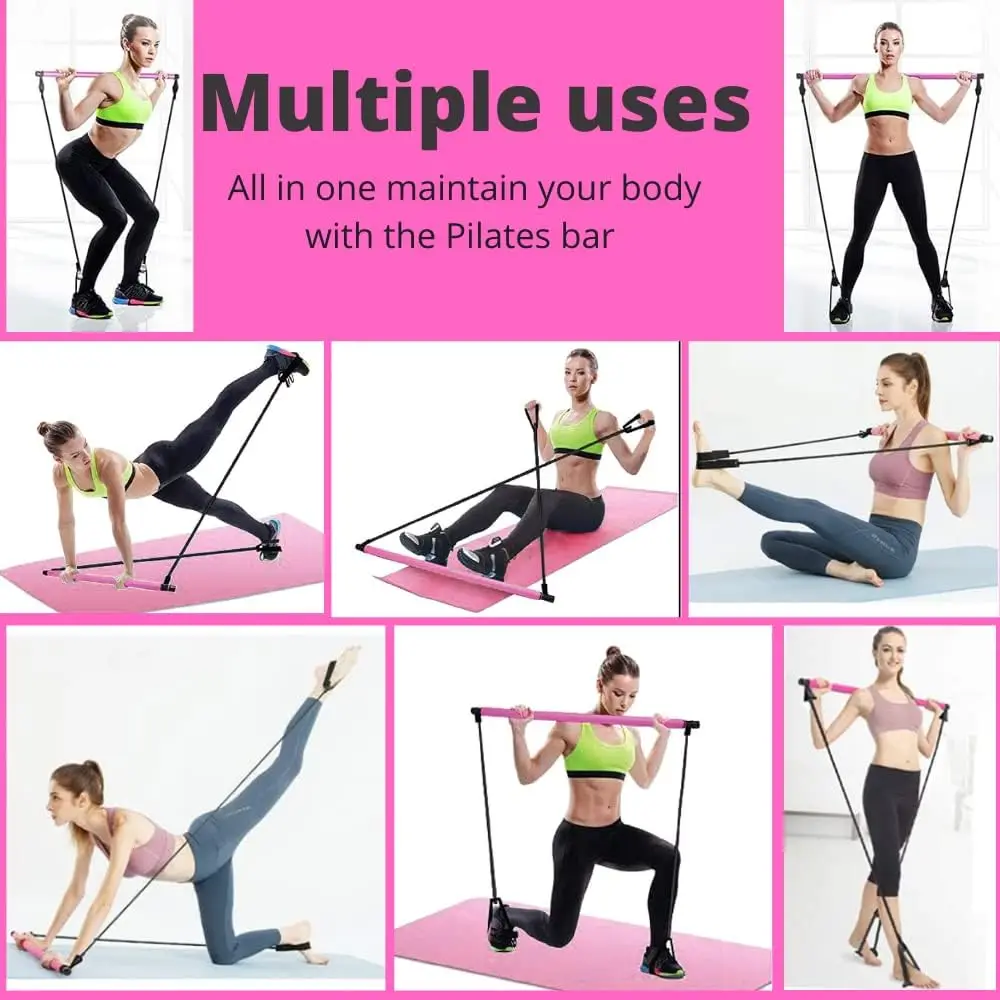 Purple Pilates Tension Band Fitness Exercise Body Shaping Pilates Tension Bar Multi Functional Rope