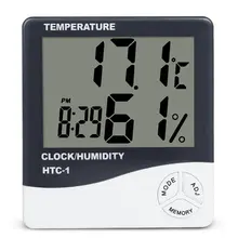 Thermomètre et hygromètre numérique, affichage LCD, affichage électronique de la température et de l'humidité, pour l'intérieur et l'extérieur, Station météo, horloge, HTC 1 