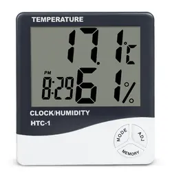 Lcd eletrônico digital temperatura medidor de umidade termômetro higrômetro estação meteorológica ao ar livre indoor relógio HTC 1