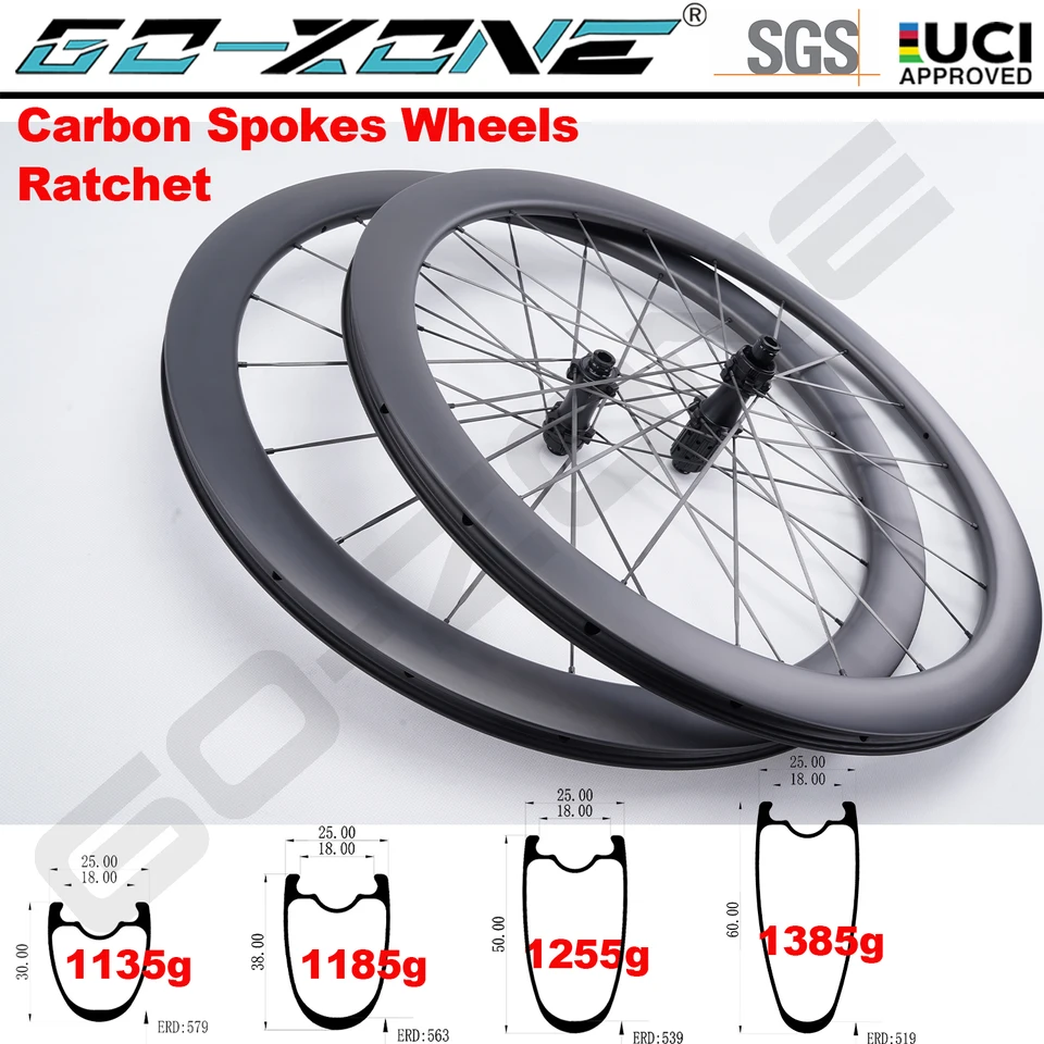 GO-ZONE カーボンホイール カーボン自転車ホイール,700c,1135g,ディスクブレーキセット,通常