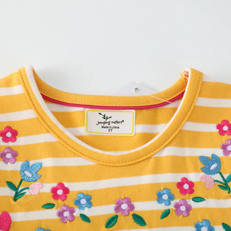 Girls Dress Kids Clothes Jumping Meters Bunny Embroidery Children's Dresses Striped Kids Party Dresses Frocks