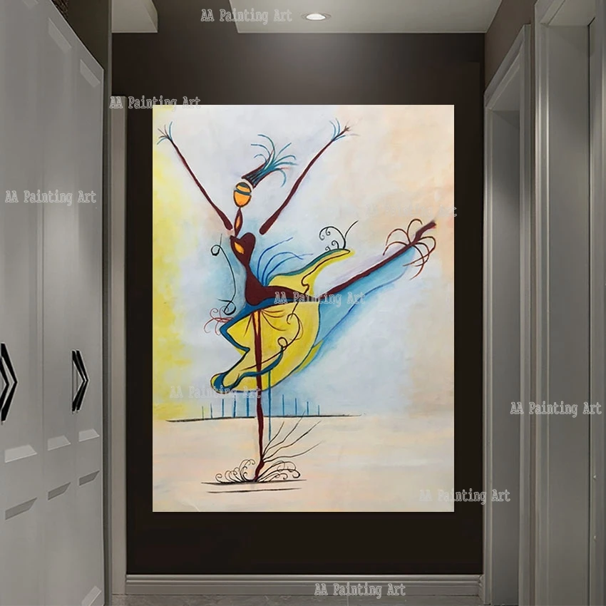 

Современный новый домашний декоративный предмет для спальни абстрактная Танцующая балерина мультяшный Плакат Картина маслом без рамы искусство на холсте Стена