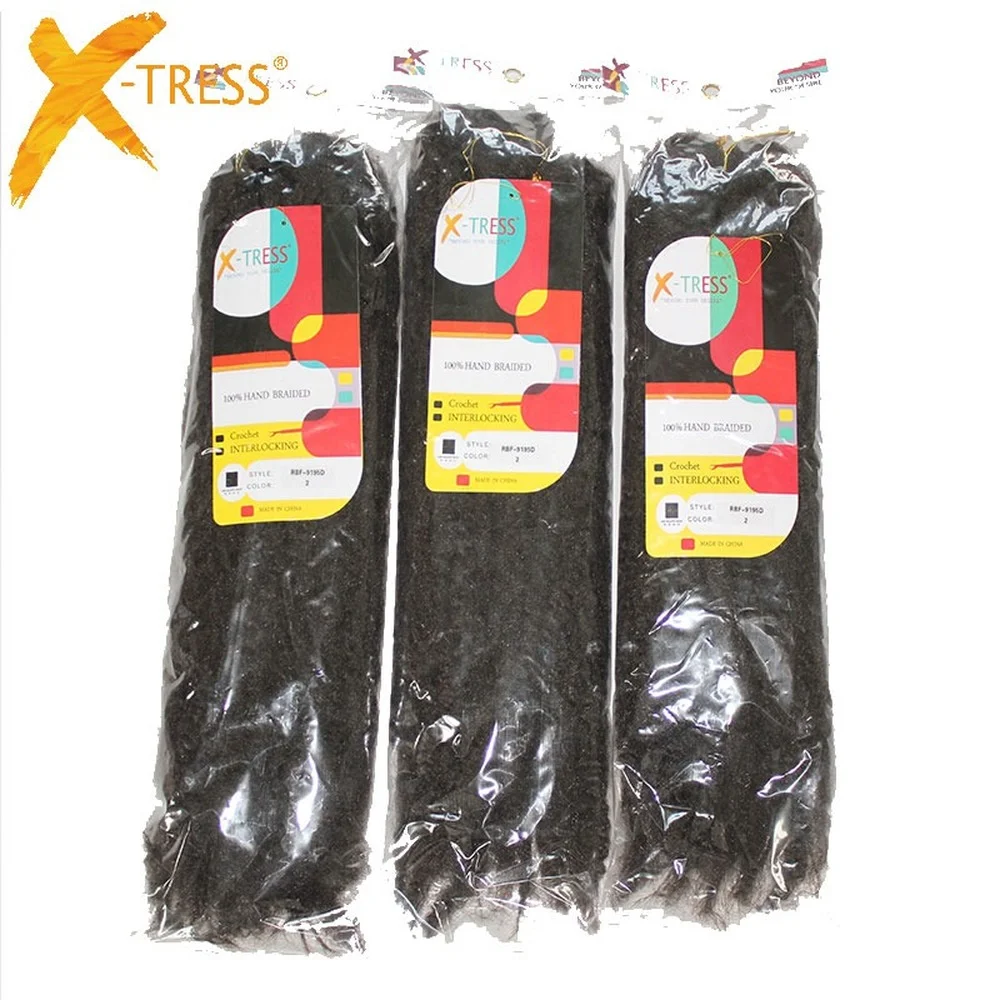 X-TRESS Synthetic Marley Crochet Braids Hair Natural Soft Red Pink Color 18inch Afro Kinky Braiding Hair Extensions For Women
