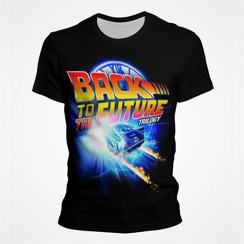 Male T-shirt Back To The Future 3D Print Plus Size Short Sleeve Sci-Fi Theme Man Clothes Summer Oversized Loose T Shirt For Men