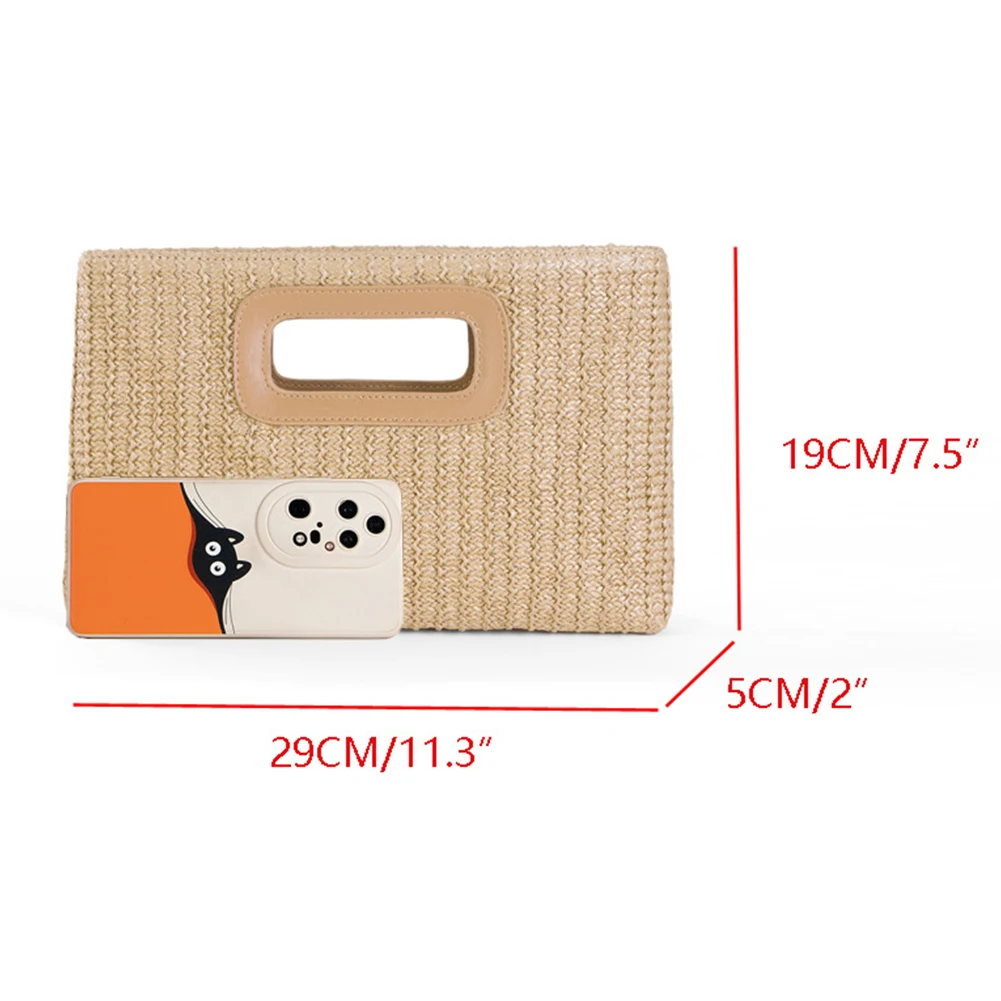 Elegant Top Handle Bag Straw Clutch Handbags for Women 2024 Summer Shoulder Crossbody Bag Raffia Evening Bag Woven Clutch Purse