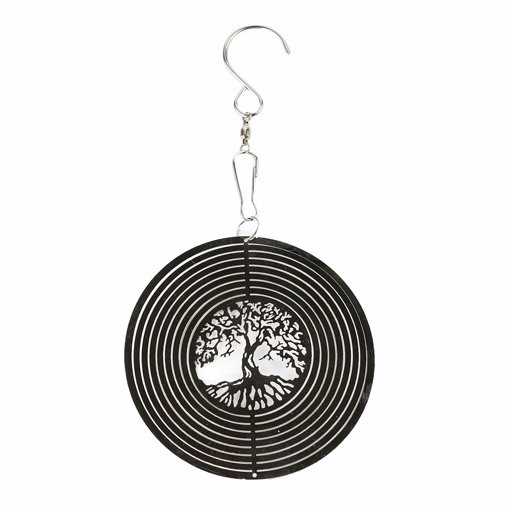Wind Chimes 3D Metal Tree of Life Rotating Wind Chimes Streamer Effect Wind Spinner Mirror Reflection Catcher Home Garden Hanging Decoration