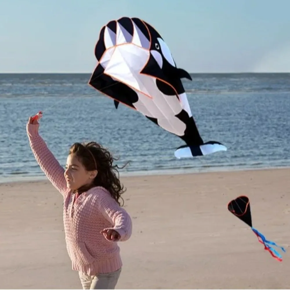 2.2m Large Whale/Dolphin Kite Good Flying Single Line Soft Kite Long Tail 100 Meter Line Plastic Flying Toy Kid & Adult plastic kite