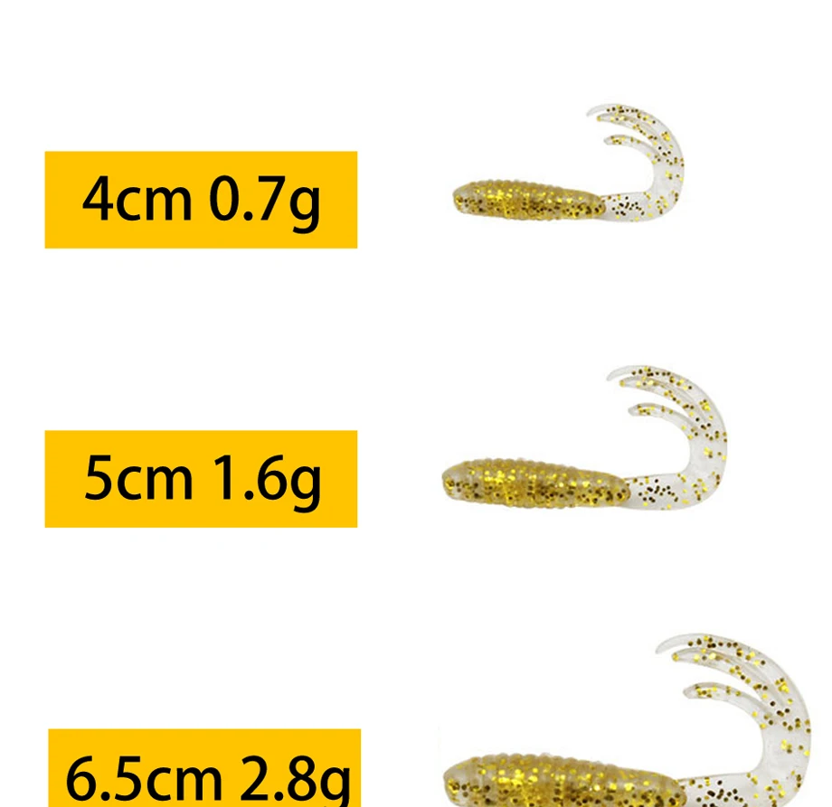 20 stücke Angeln Lockt 40mm/50mm/65mm 0,7g/1,6g/2,8g Wobbler karpfen Angeln Weichen Köder Swimbait Schwanz Grub Lockt Silikon Künstliche – Detail 2