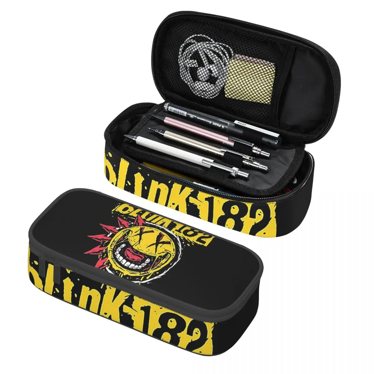 Blink 182 Punk Smile Pencil Cases Big Capacity Pen Bags Pen Box Pencil Pouch For Boys Girls Students Stationery School Office