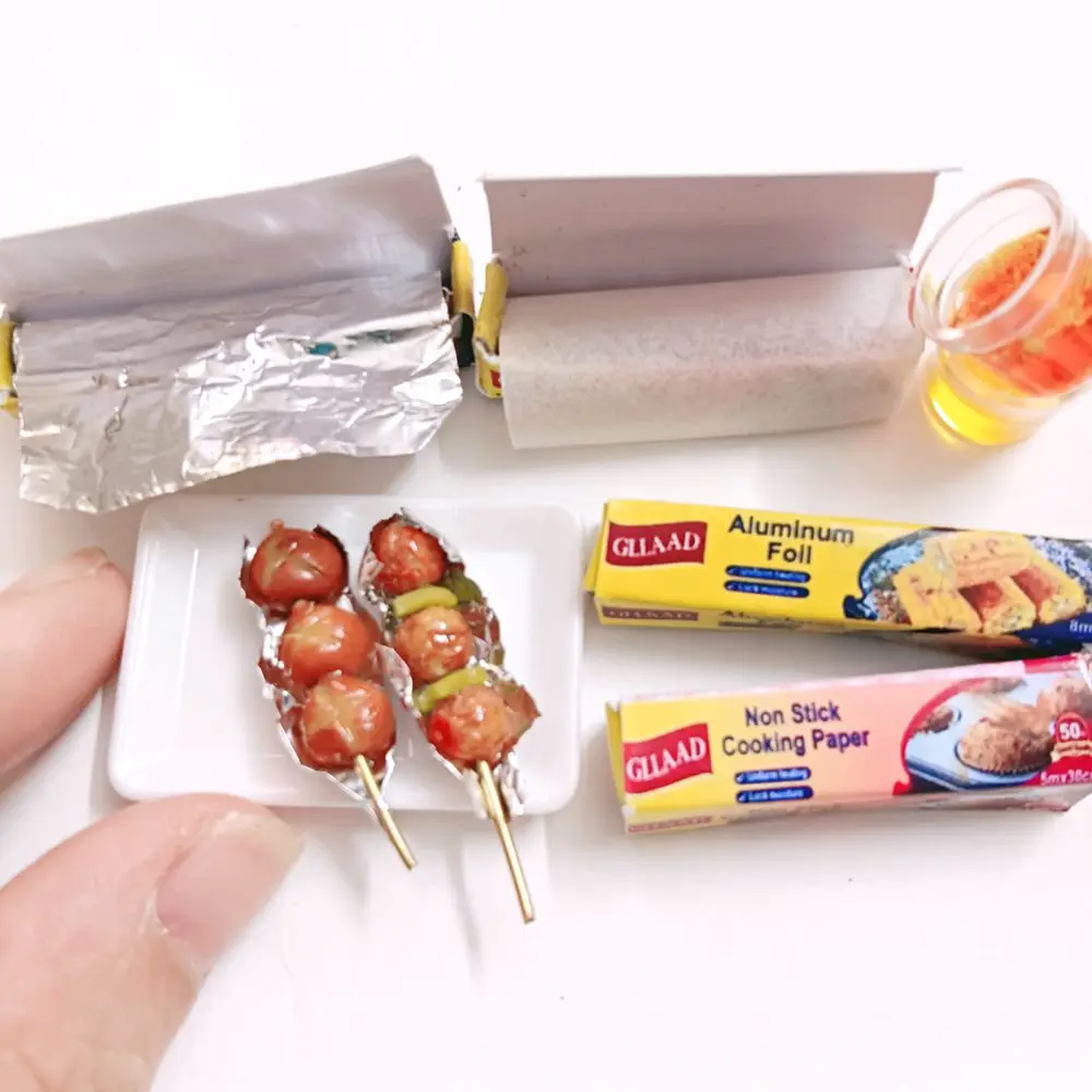 NEW 1/6 Scale Dollhouse Miniature Non Stick Cooking Paper/Aluminum Foll Mini Pretend Food for Blyth BJD Doll House Play Toys 2