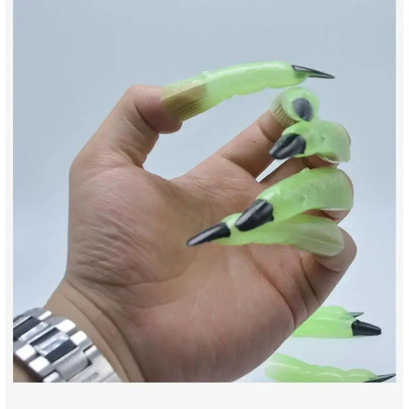 10Pcs/set Nail Luminous Fake Fingers Cover Halloween Cosplay Prop Party Decorations Toys