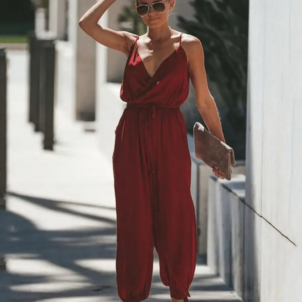 2024 NEW Women Summer Sexy Backless Casual Deep-V Floral Print Strappy Jumpsuits Romper Jumpsuit