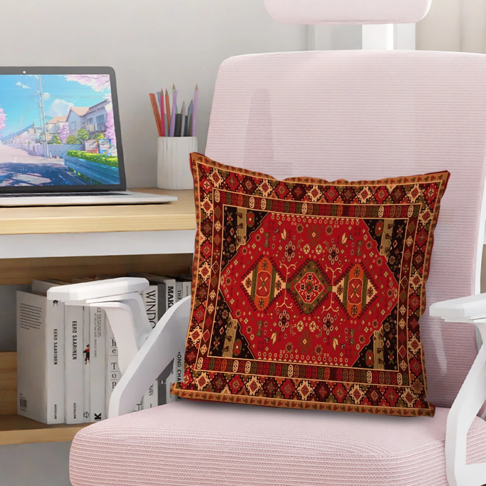 Description Picture 3 of itemPersian Rug Pattern Pillowcase Living Room Sofa Cushion Cover Fashion Decorative Home Decor 45X45cm Two Sides Short Plush