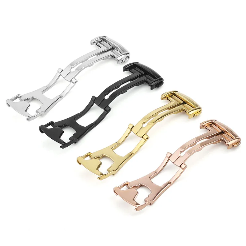 Stainless Steel Watch Buckle for Leather or Rubber Bands - Deployment Clasp with Butterfly Button
