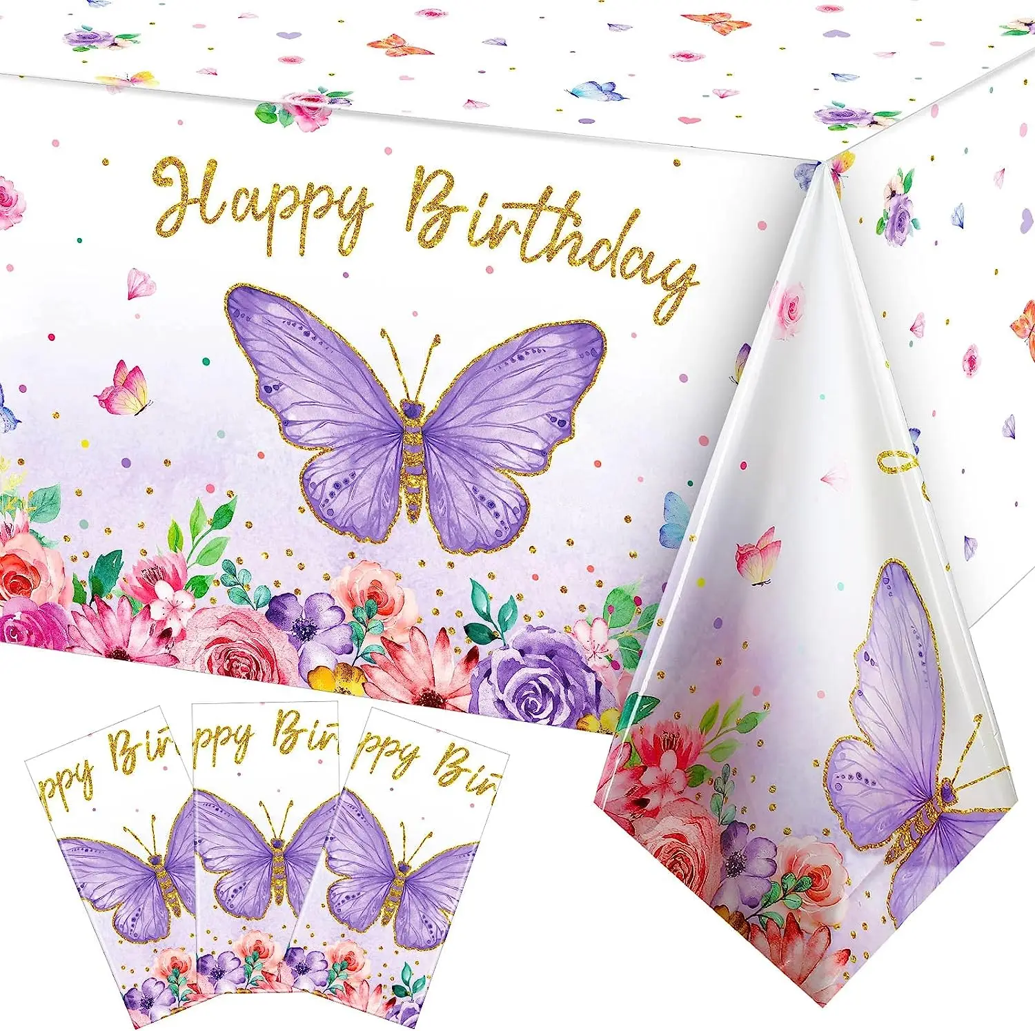 

Скатерть с бабочкой на день рождения, прямоугольная одноразовая Водонепроницаемая настольная Обложка, товары для украшения стола, 108x54 дюйма