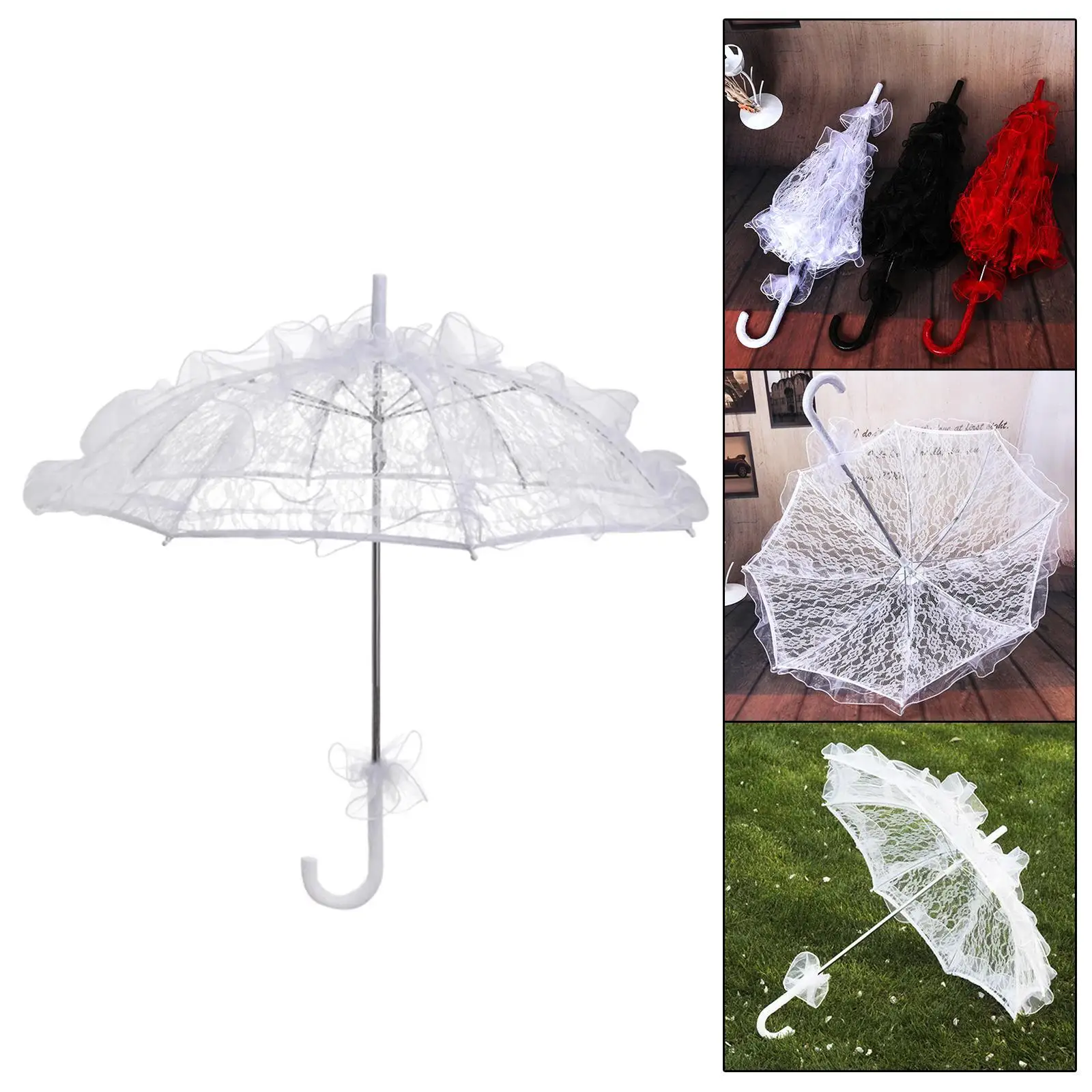 Women's Lace Florals Umbrellas for Wedding Photography Prop Decor Handmade Umbrellas