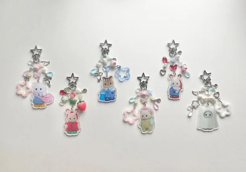 Y2K-Inspired Calico Critters Keychain Collection ⋆.࿔*