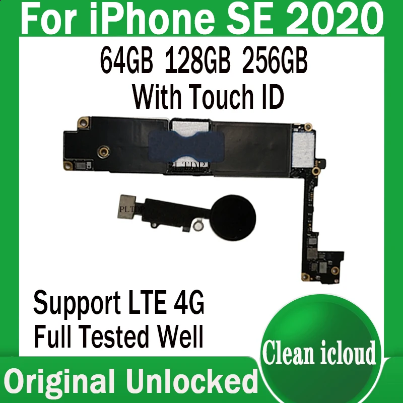 

Clean ICloud For iphone SE 2020 Motherboard With/No Touch ID,Original Unlocked Full Chips 100% Tested Logic Board 64G/128G/256G