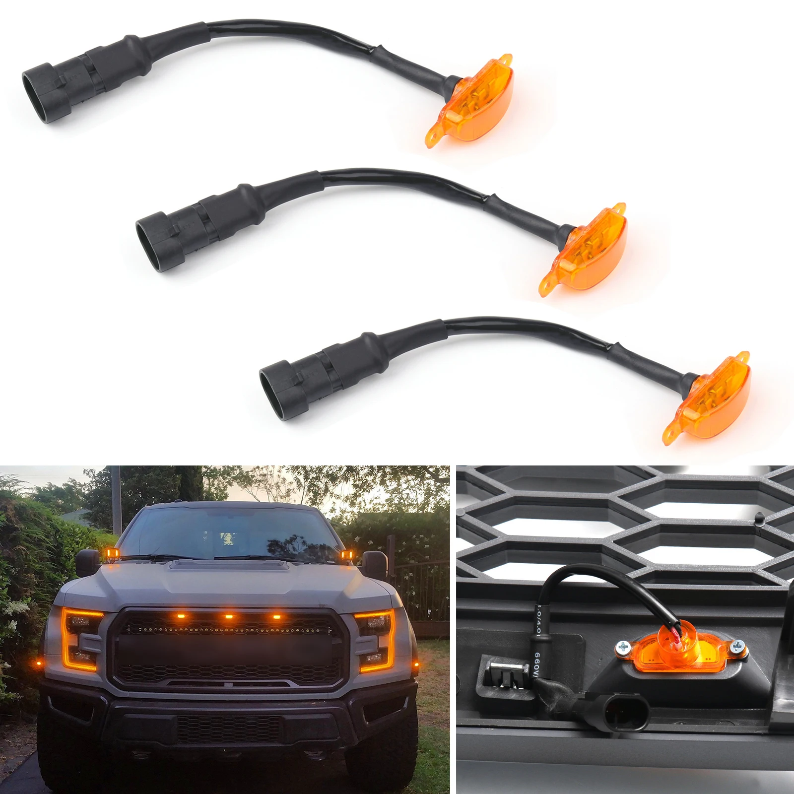 포드 F-150 F150 2015 - 2019 랩터 스타일용 LED 라이트 그릴, 3X 범퍼 그릴